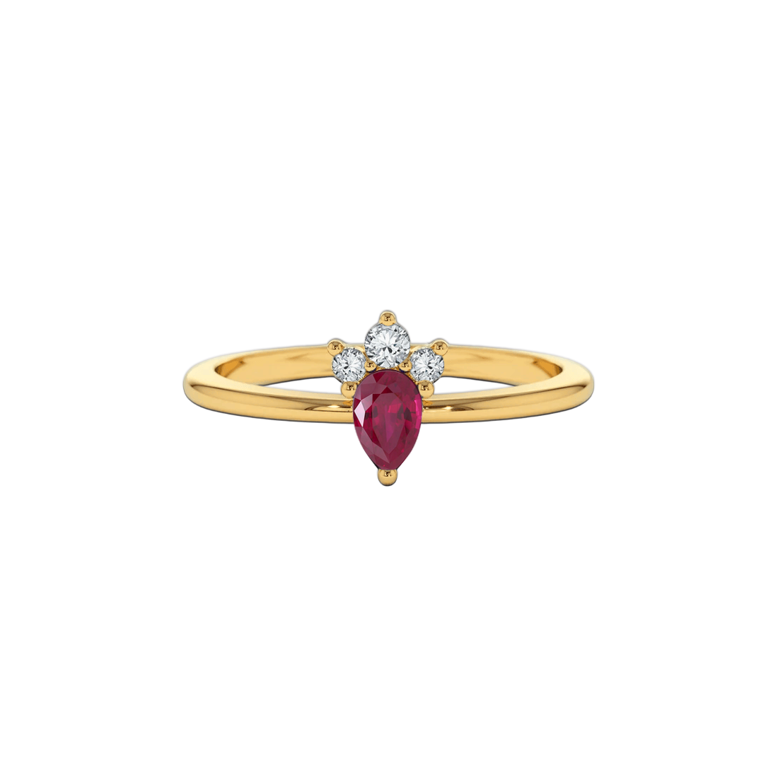 Anel Rubi Gota e Diamantes, Ouro Amarelo - BLOOM Rubi
