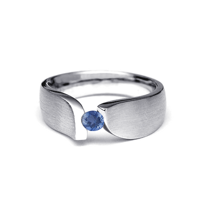 anel safira azul, formatura, 15 anos, ouro branco fosco