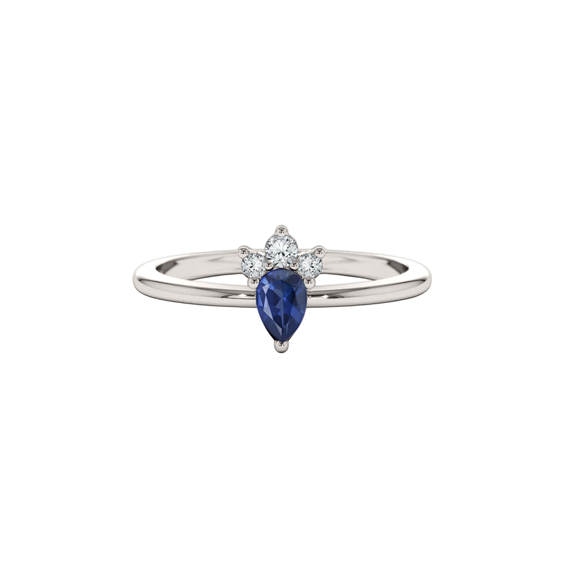 Anel Safira Gota e Diamantes, Ouro Branco - BLOOM Safira