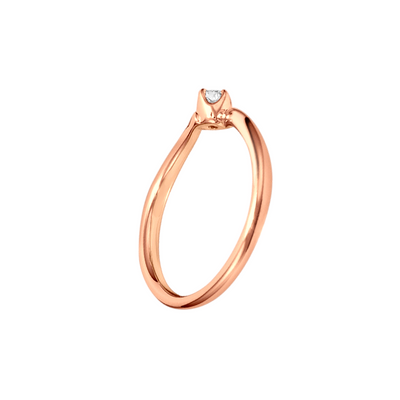 Anel Solitário Diamante 5 pontos em Ouro Rosa, Caixa Diamante de 4 Garras - Solitário SAINT-ETIÉNNE