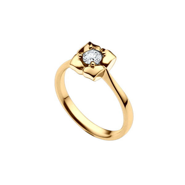 Anel Solitário Diamante Ouro Amarelo - MAGNOLIA Amarelo