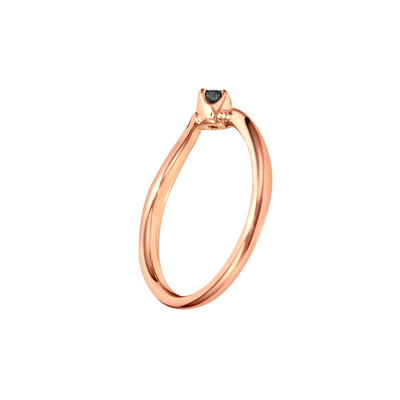 Anel Solitário de Diamante Negro, Ouro Rosa - Solitário SAINT-ETIÉNNE