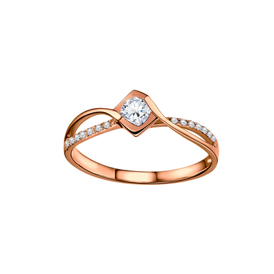 anel de noivado diamantes ouro rosa