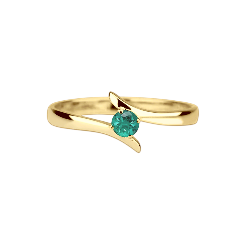 Anel de Esmeralda em Ouro Amarelo - ETERNITY Curvo