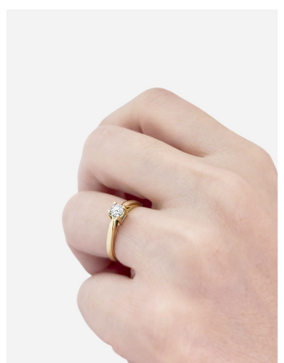 Anel Solitário Ouro Amarelo Diamante 25 pontos - REGENCY Amarelo