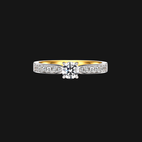 Anel Solitário Diamante 20 pontos, Ouro Branco e Amarelo - HAMPTONS