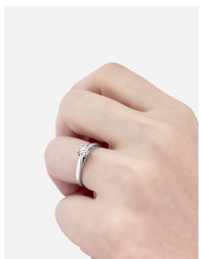 Anel Solitário Ouro Branco Diamante 25 pontos - REGENCY Branco