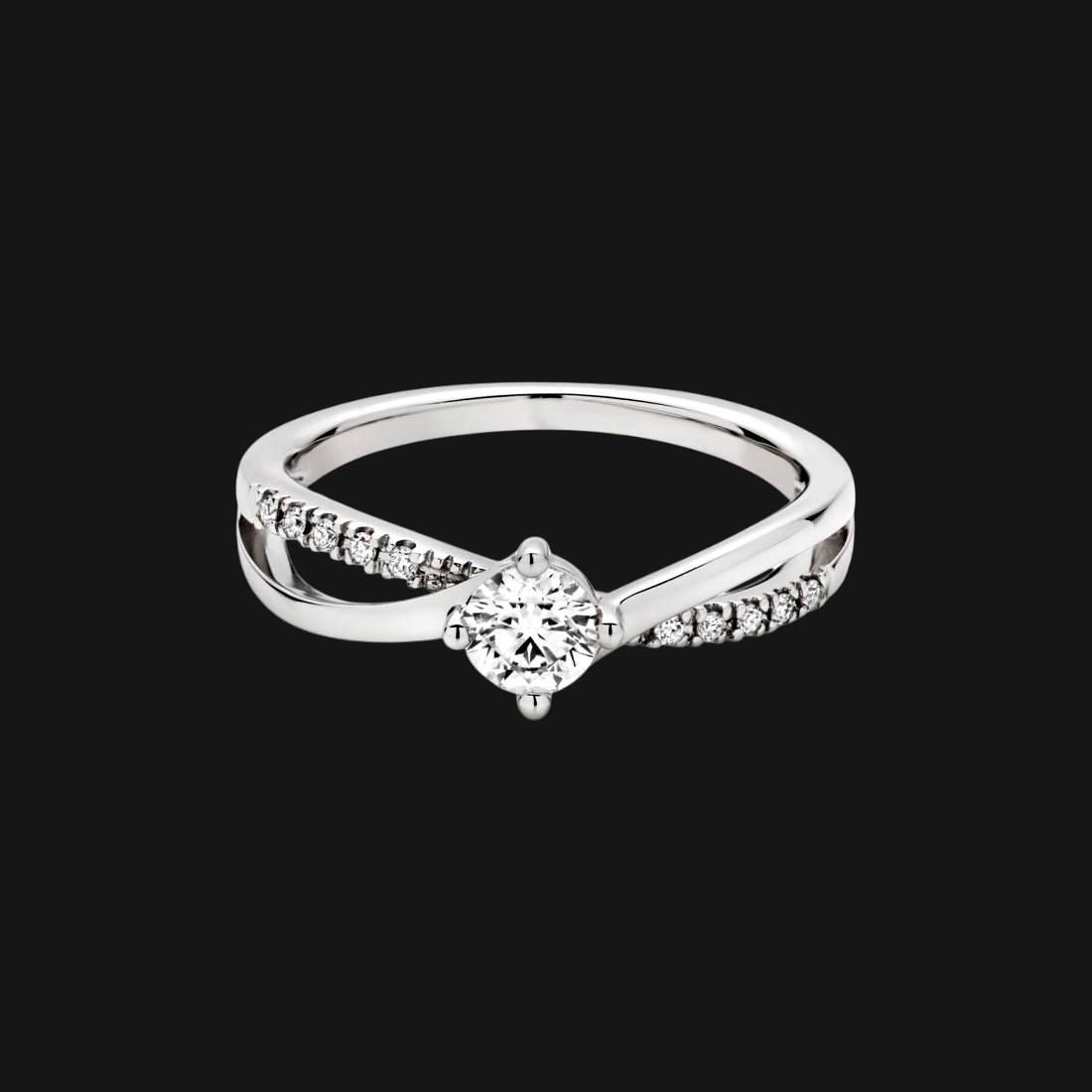 Anel Solitário Ouro Branco de Diamantes - BEAUTÉ Branco