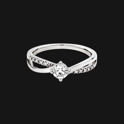 Anel Solitário Ouro Branco de Diamantes - BEAUTÉ Branco