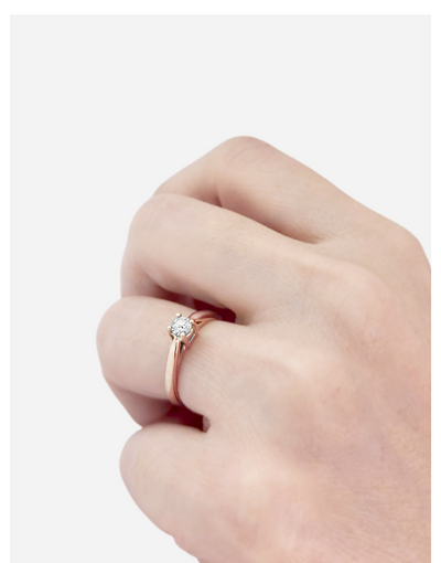 Anel Solitário Ouro Rosa e Branco Diamante 25 pontos - REGENCY