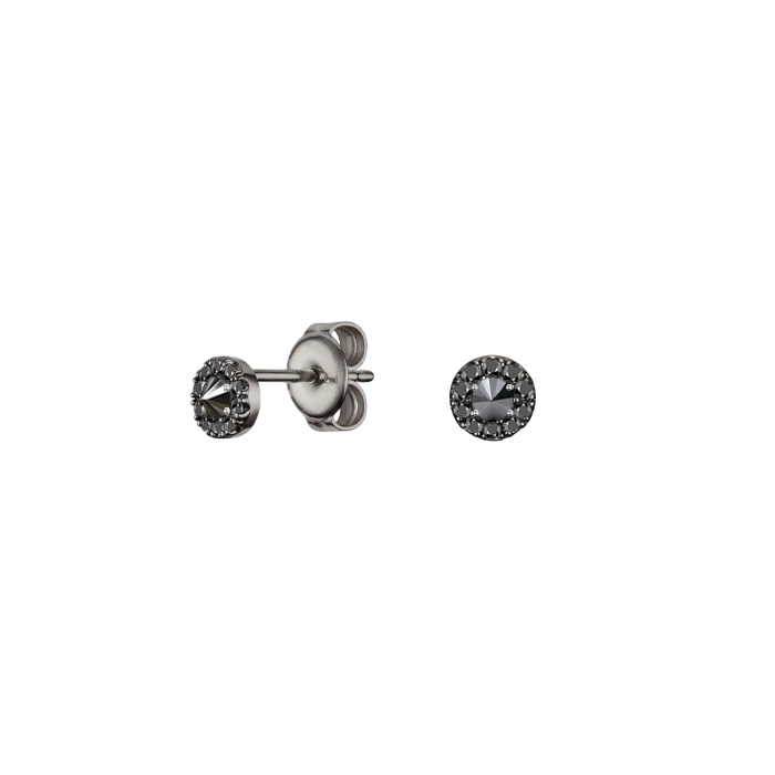 Brinco Diamante Negro Central (Invertido) e Diamantes Negros Laterais, Ouro Negro Paladinado - INVERSE