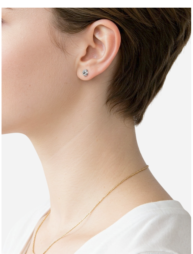 Brinco Diamante Negro Central (Invertido) e Diamantes Laterais, Ouro Branco - INVERSE