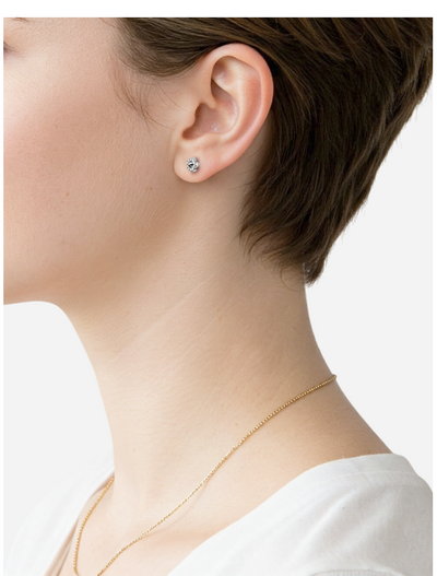 Brinco Diamante Negro Central (Invertido) e Diamantes Laterais, Ouro Branco - INVERSE