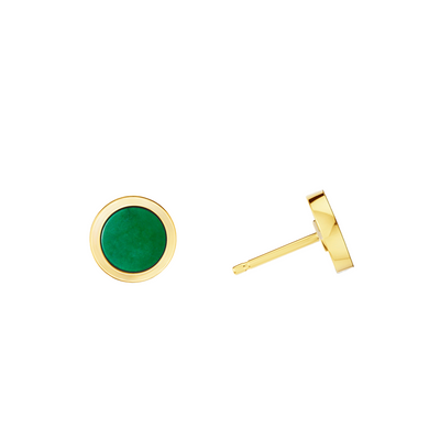 Brinco Redondo Ouro Amarelo, Jade Verde (PERPETUUM)