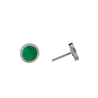 Brinco Redondo Ouro Negro Paladinado, Jade Verde (PERPETUUM)