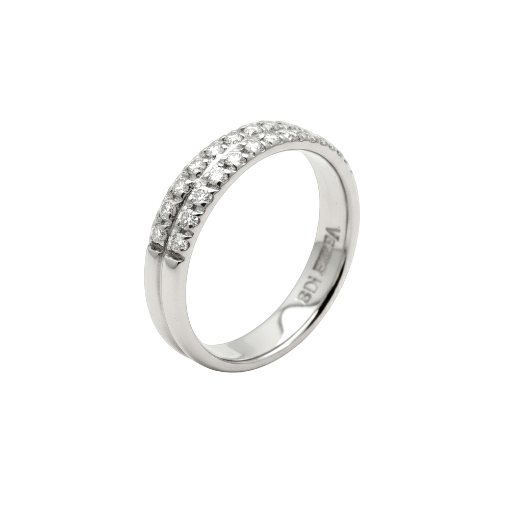 Meia Aliança de Diamantes - DUETTO Branco