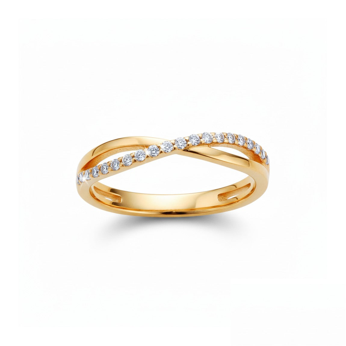 Meia Aliança de Diamantes Ouro Amarelo (INFINITO)