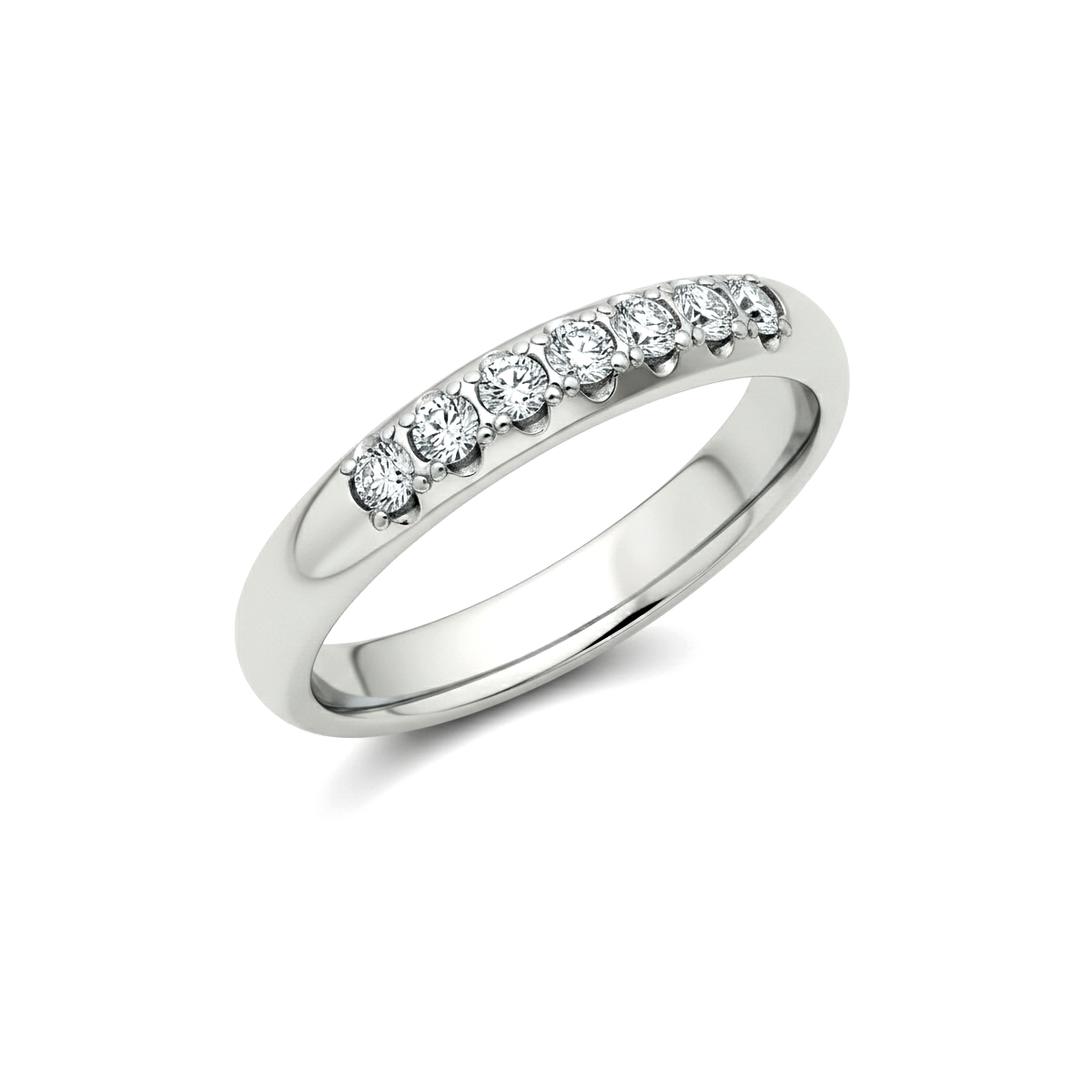Meia Aliança Abaulada de Diamantes, Ouro Branco - ESPECIAL DIAMANTES