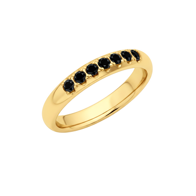 Meia Aliança Abaulada de Diamantes Negros, Ouro Amarelo - ESPECIAL DIAMANTES