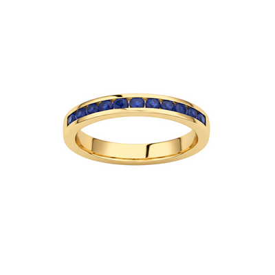 Meia Aliança Ouro Amarelo e Safiras - CHANNEL
