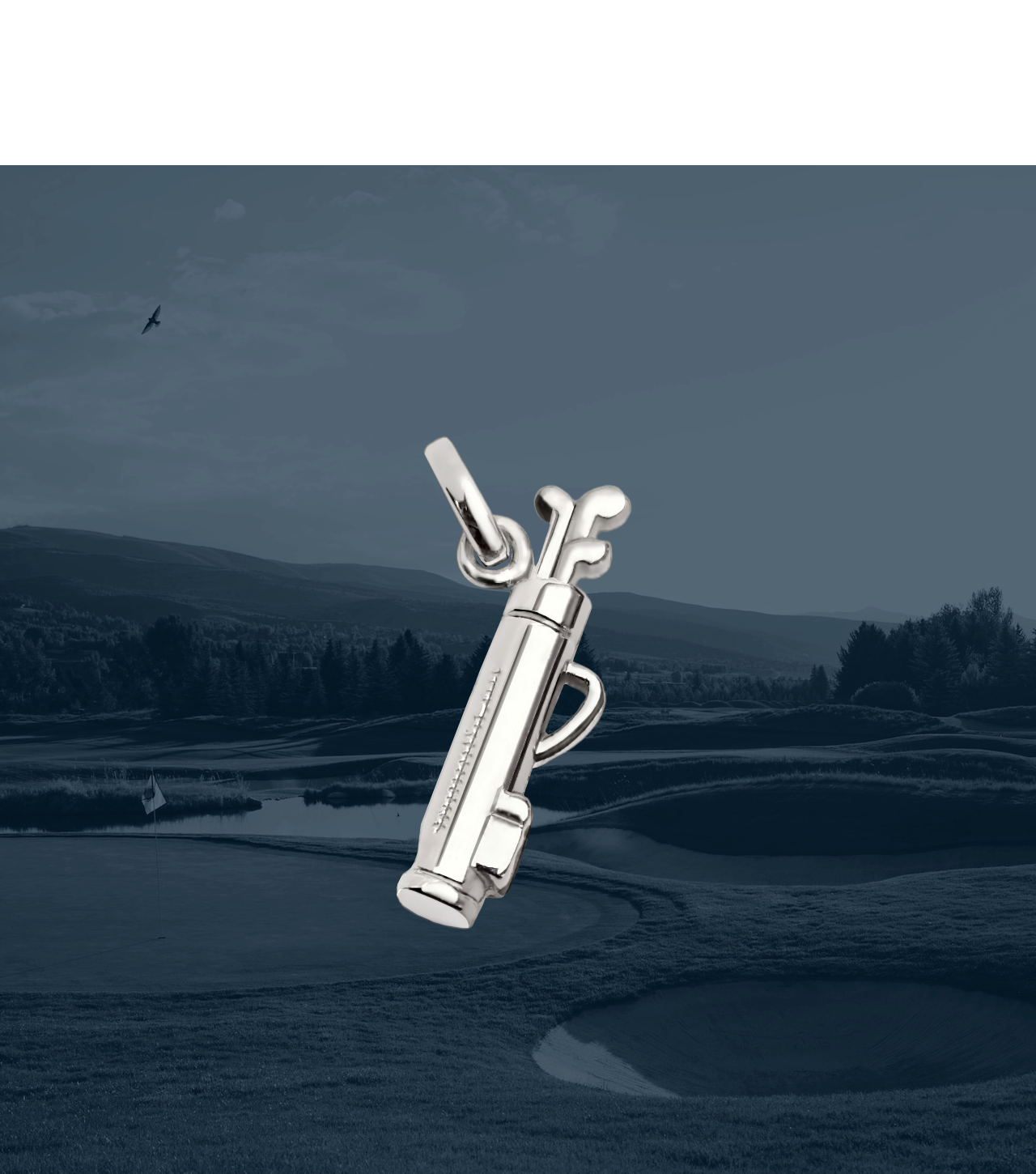 Pingente Golf Ouro Branco, Corrente Inclusa* - GOLF BAG The Resort Collection