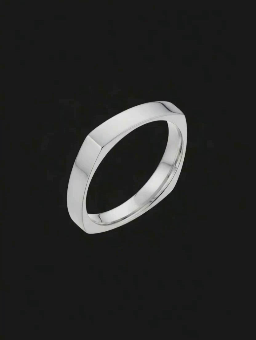 Aliança Quadrada em Ouro Branco 4,0 mm - MADISON