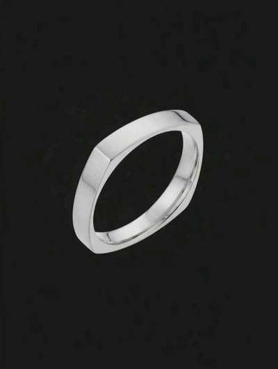 Aliança Quadrada em Ouro Branco 4,0 mm - MADISON