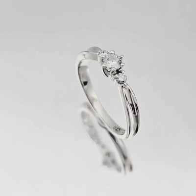 Anel Solitário de Noivado, 25 pontos em Diamantes, Ouro Branco - RIBBON 3 STONE Branco