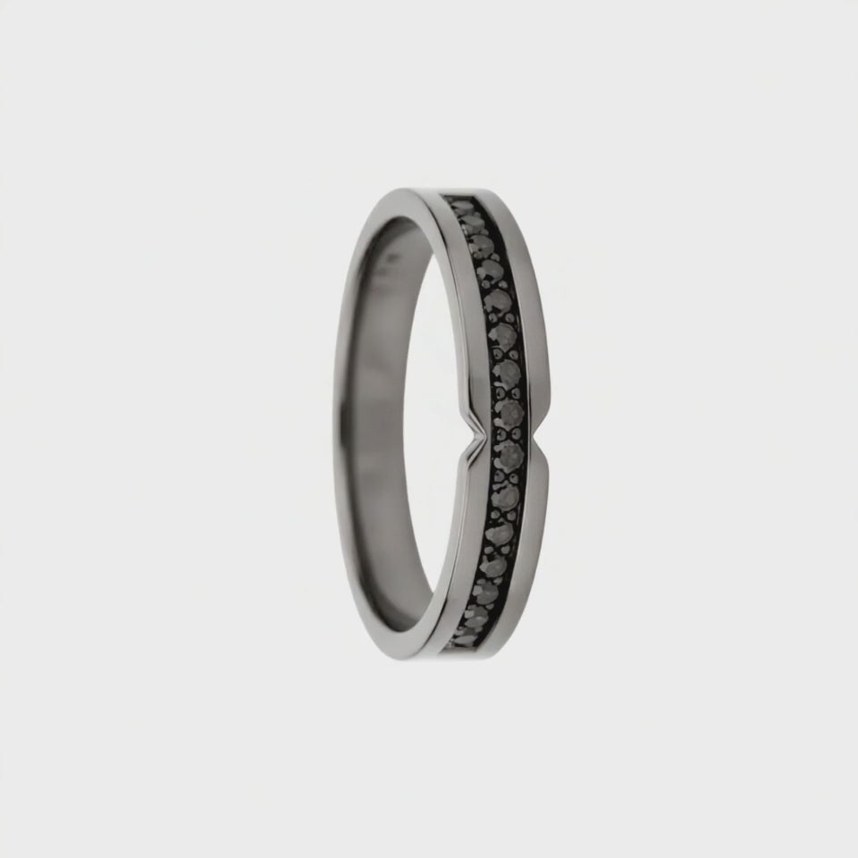 Anel de Diamantes Negros, Ouro Negro Paladinado 18k, 4 MM - SAINTE-MAXIME