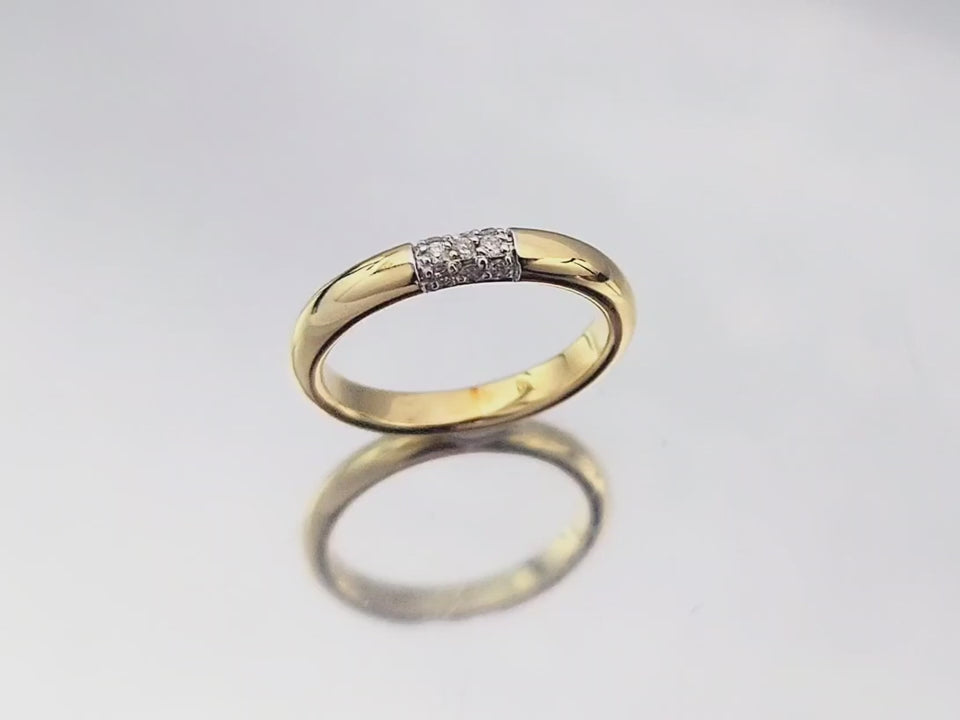 Aliança Abaulada com Diamantes Pavé, Ouro Amarelo - LOCKWOOD Abaulado