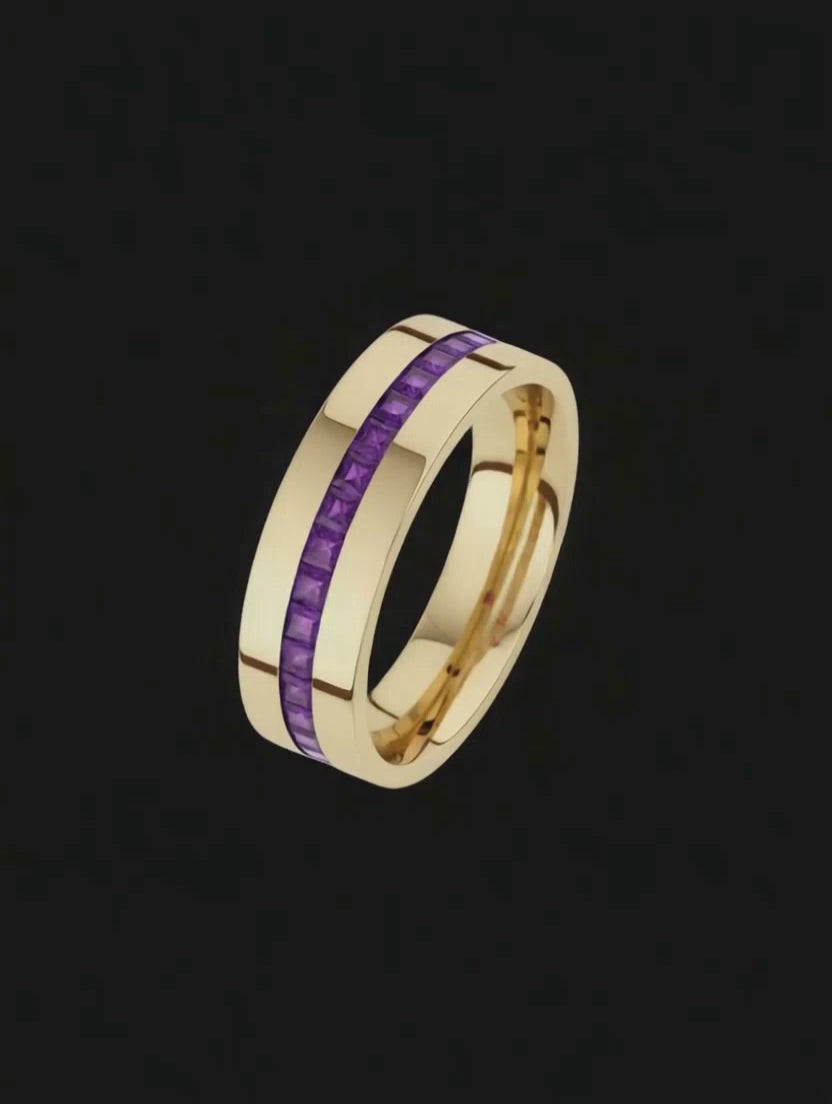 Meia Aliança em Ouro Amarelo - PRINCESS ROXO