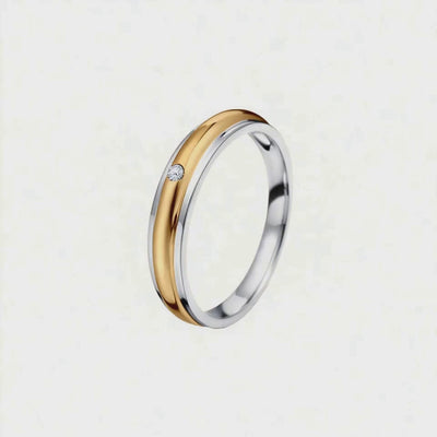 Aliança Ouro Branco e Amarelo com Diamante - DUBLIN