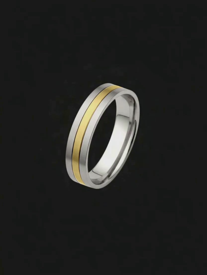 Aliança Ouro Amarelo e Branco - 2 TONS