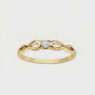Anel Solitário Diamante 7 pontos, Ouro Amarelo, Aro Entrelaçado - VERSAILLES Extended