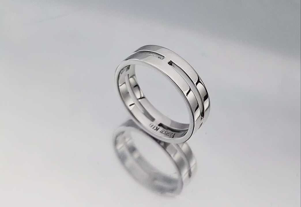 Anel Masculino Ouro Branco Vazado - ETERNITY