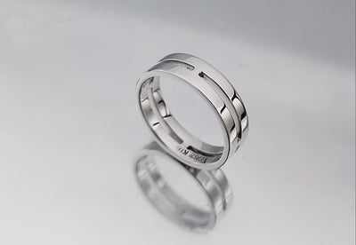 Anel Masculino Ouro Branco Vazado - ETERNITY