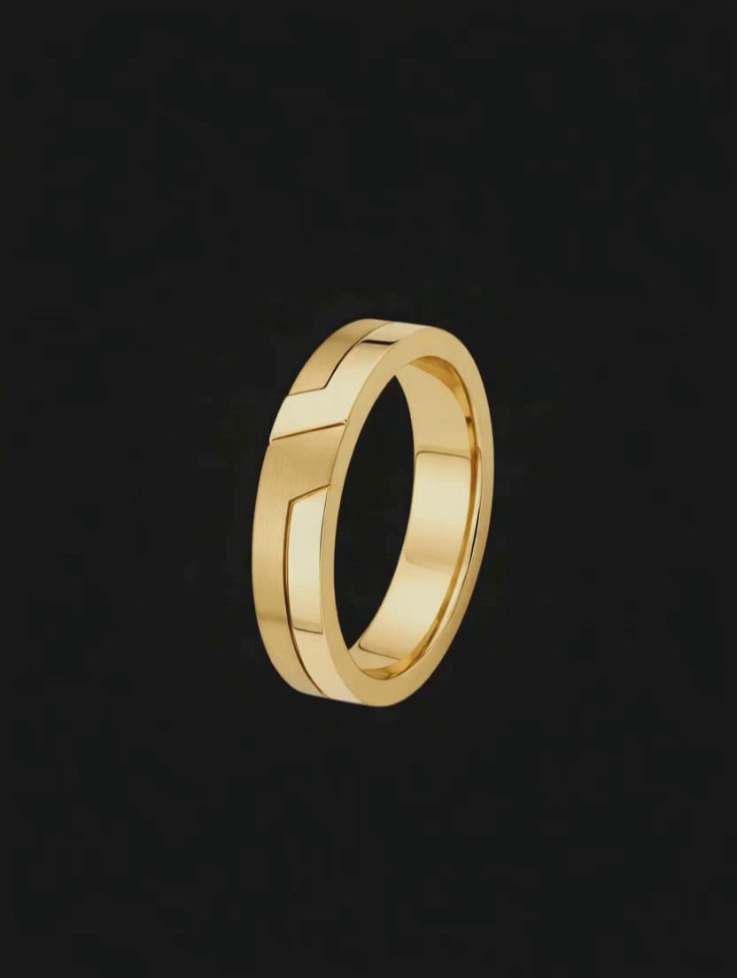 Aliança Reta Ouro Amarelo (Fosca e Polida) - THE MODERNIST 4,0 mm