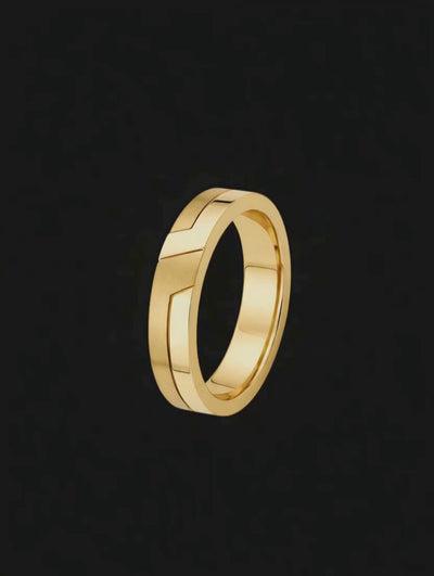 Aliança Reta Ouro Amarelo (Fosca e Polida) - THE MODERNIST 4,0 mm