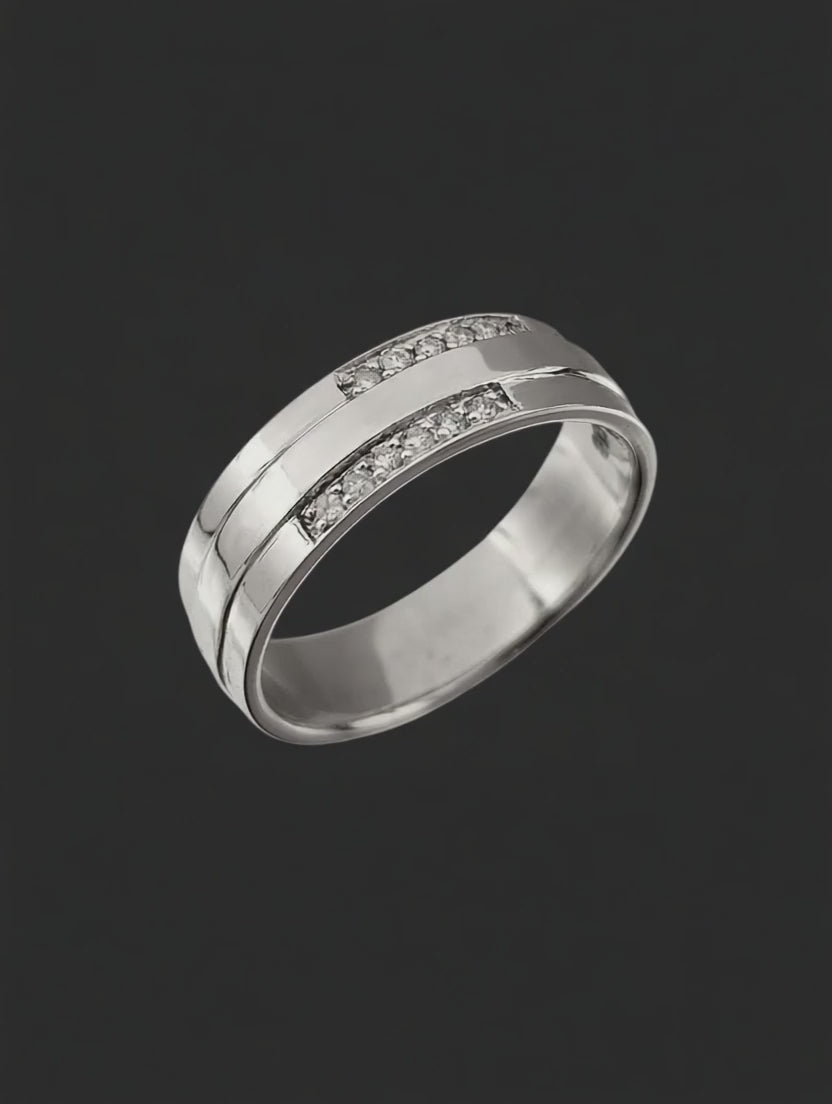 Anel Ouro Branco e Diamantes - PRESTIGE Diamantes