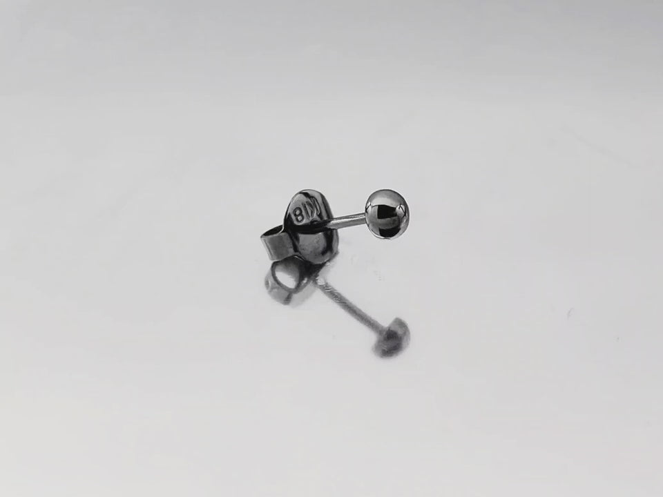 Brinco Masculino, Pequeno, Meia Esfera em Ouro Negro Paladinado