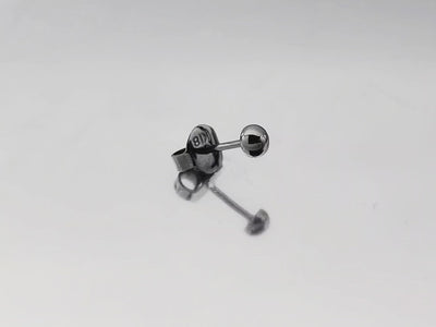Brinco Masculino, Pequeno, Meia Esfera em Ouro Negro Paladinado