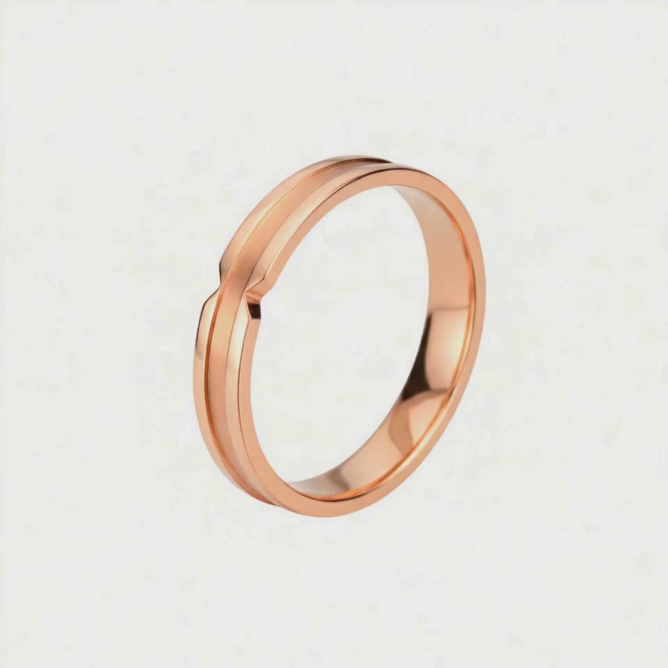 Aliança 4mm, Ouro Rosa 18k, 2 Níveis - SAINTE-MAXIME