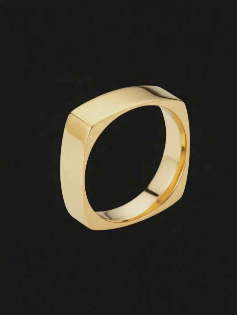 Aliança Quadrada em Ouro Amarelo 5,5 mm - MADISON