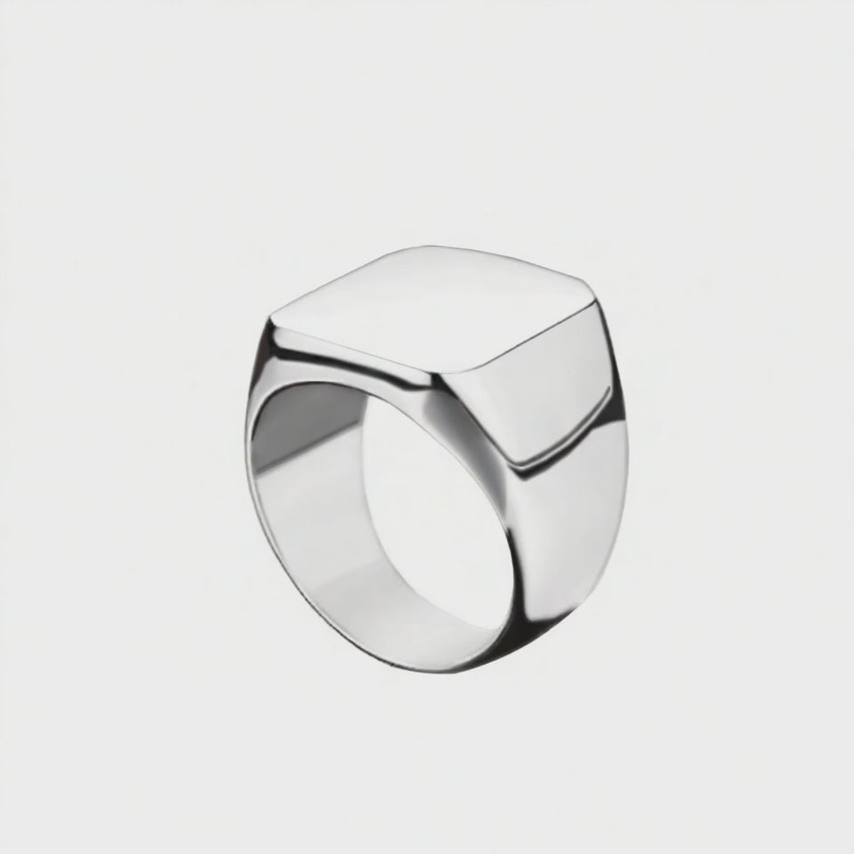 Anel Masculino Quadrado Ouro Branco (ODDS Branco)