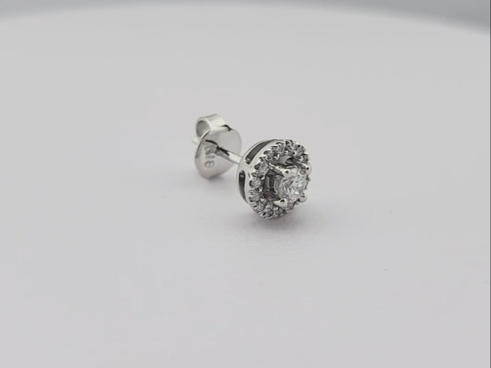 Brinco Masculino Redondo de Diamantes, Ouro Branco - STUD CLUB (1 Lado)