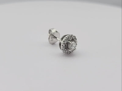 Brinco Masculino Redondo de Diamantes, Ouro Branco - STUD CLUB (1 Lado)