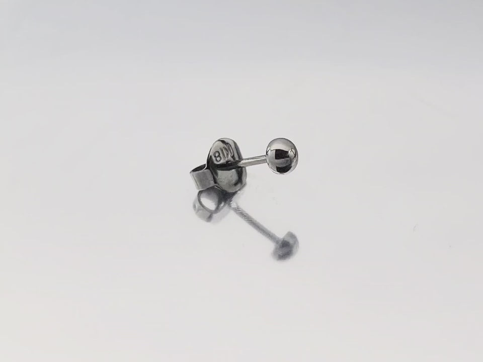 Brinco Segundo Furo Meia Esfera em Ouro Branco