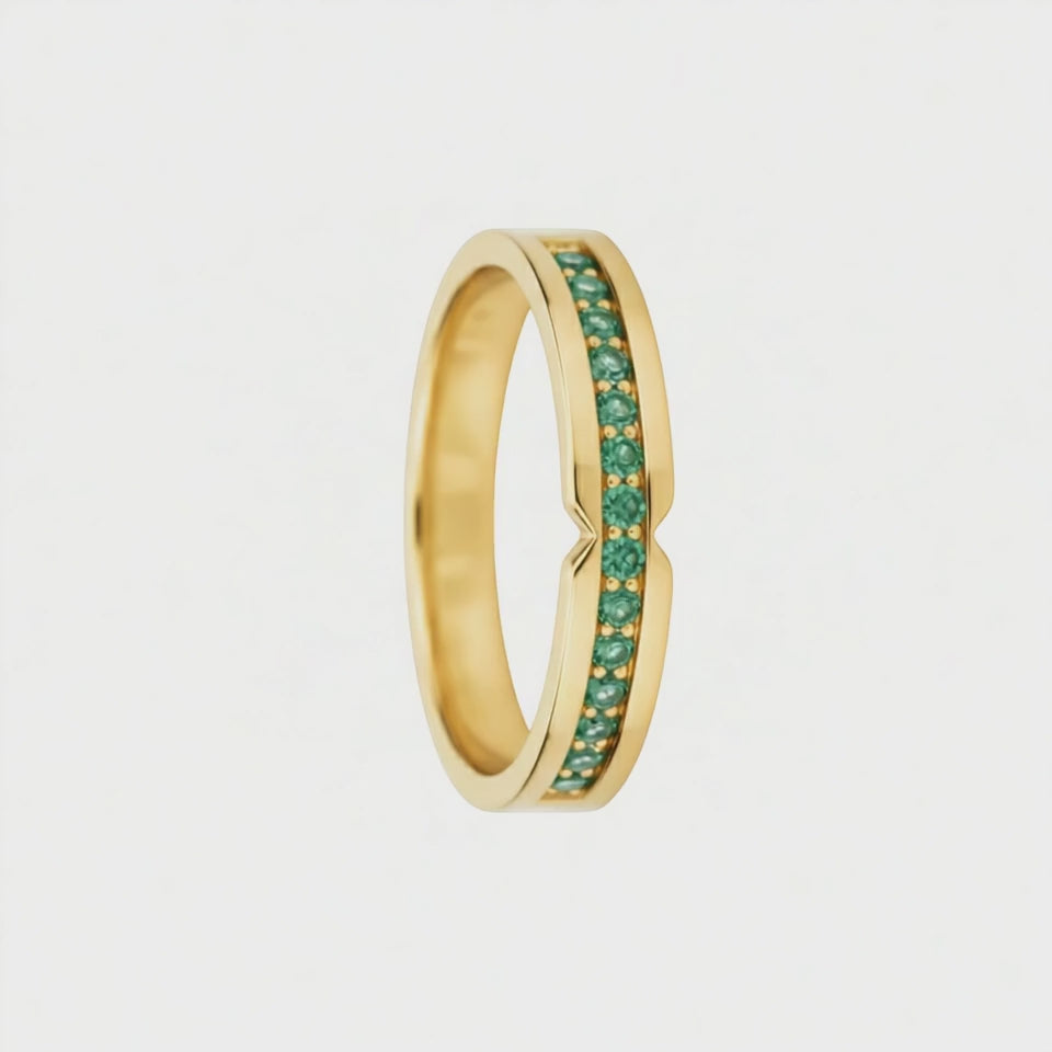 Anel de Esmeraldas, Ouro Amarelo 18k, 4 MM - SAINTE-MAXIME