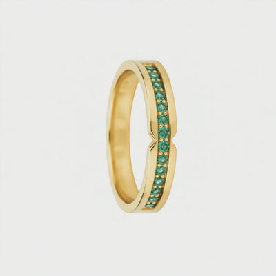 Anel de Esmeraldas, Ouro Amarelo 18k, 4 MM - SAINTE-MAXIME