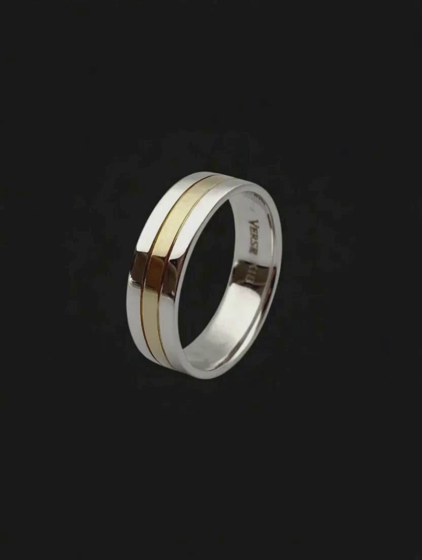 Aliança em Ouro Amarelo e Branco - 2 TONS 6,0 mm